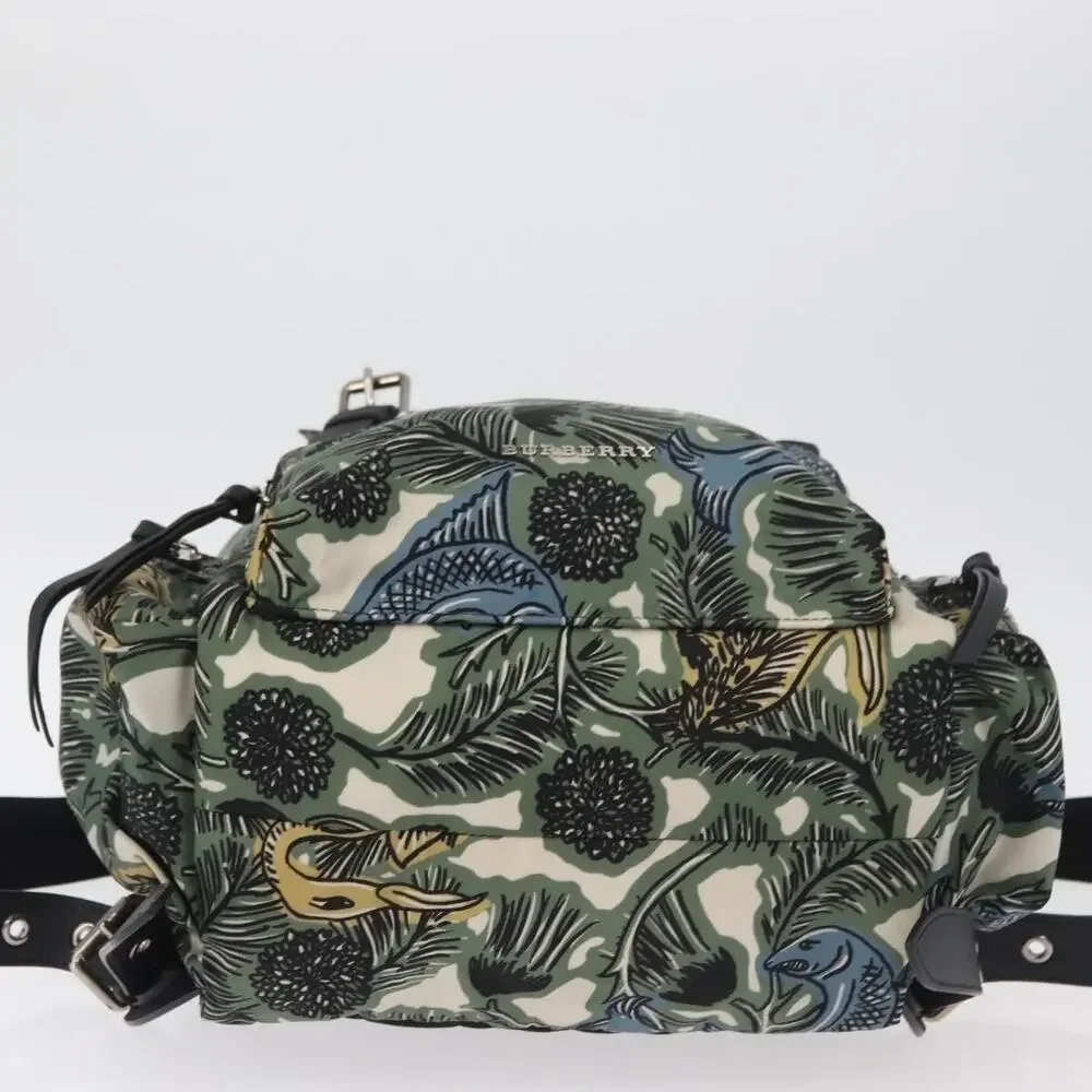 Burberry Nylon Green Silver Backpack